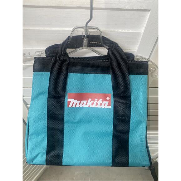 New Makita Tote BAG Contractor Tool Bag Teal Black Double Handle Zipper Top - Picture 2 of 9